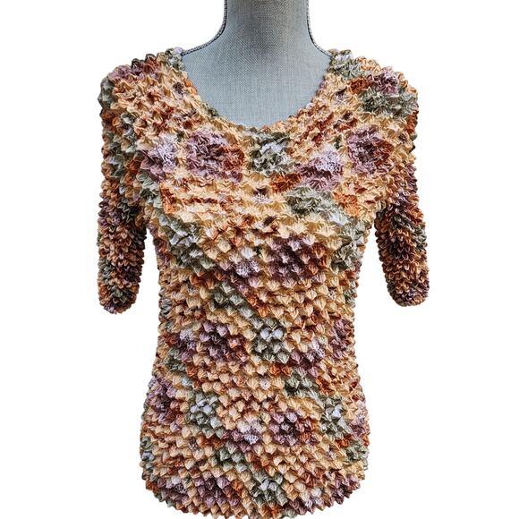 Vtg 90s Popcorn Top One Size Super Stretch Versatile Corp Core Layering Packable - Picture 4 of 8